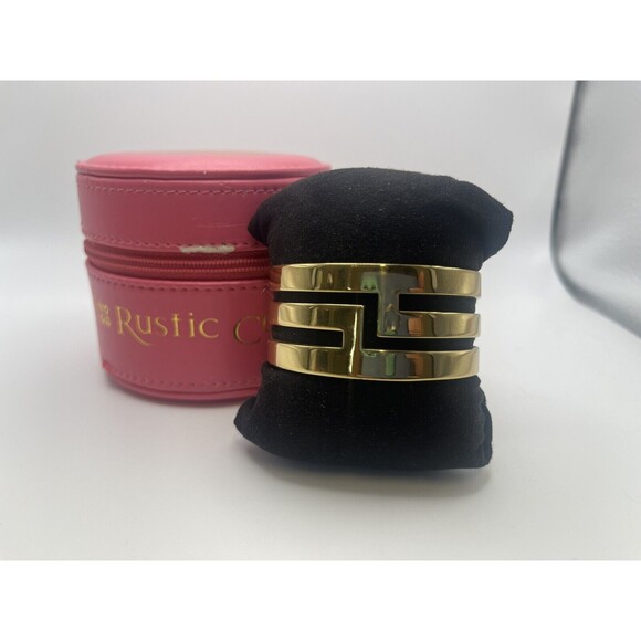 Rustic Cuff Gold Tone Cutout Geometric Cuff Bracelet - Picture 1 of 11